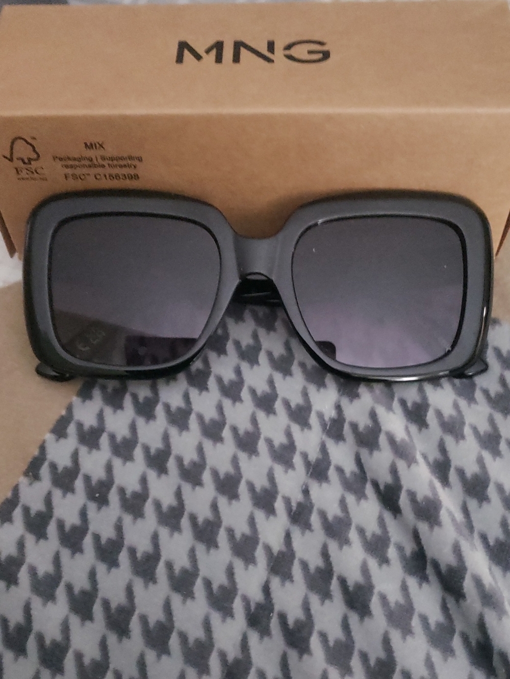 Mango Oversized Black Square Sunglasses
